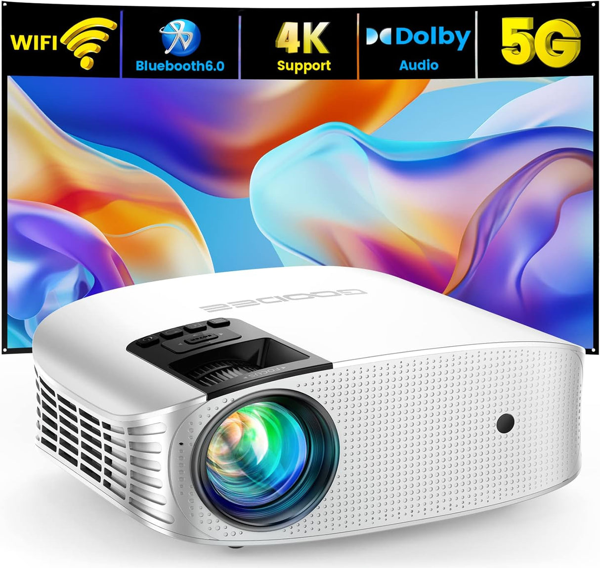 Proyector GooDee 4K Soporte 1080P WiFi Bluetooth 15000L