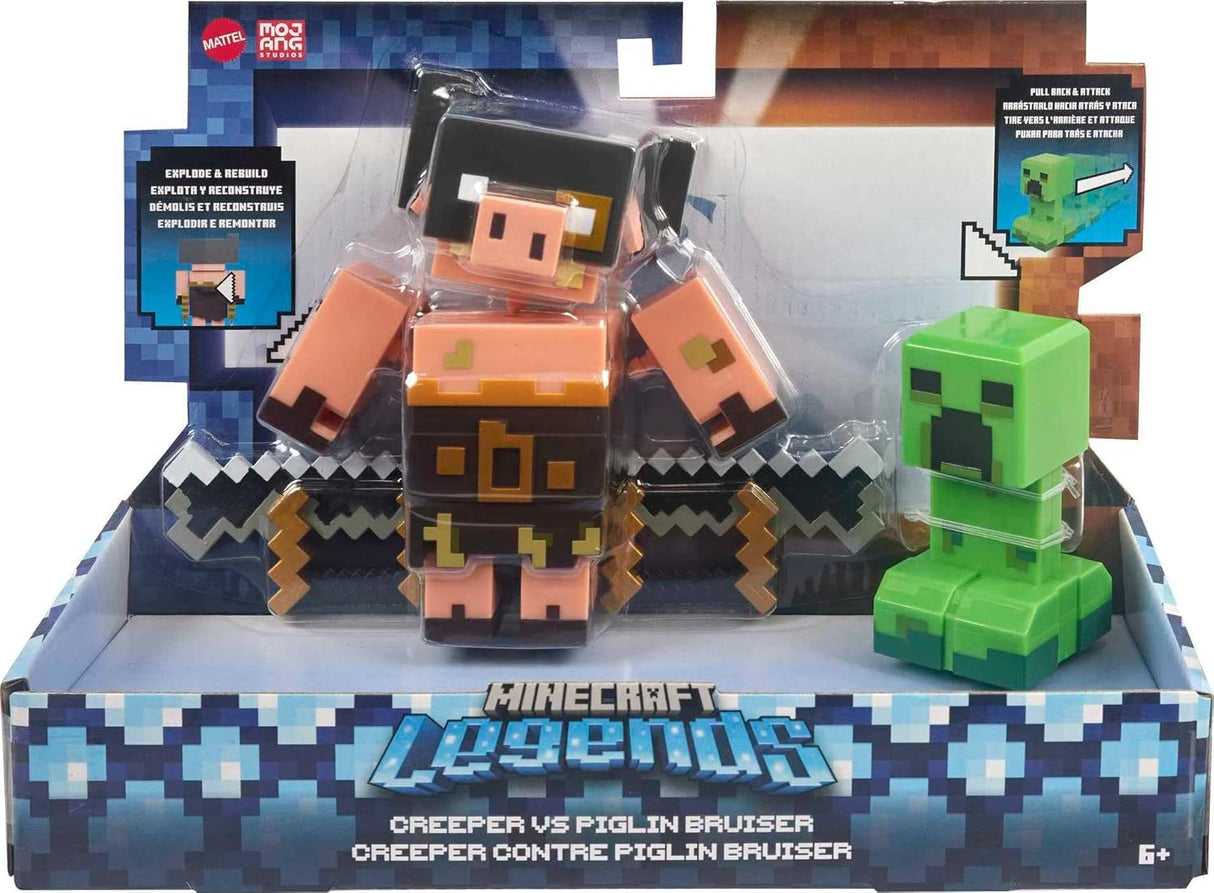 Mattel Figuras Minecraft Legends 2-Pack Creeper y Bruiser, 3.25