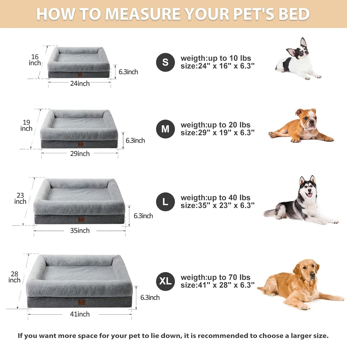 Cama ortopédica para perros grandes BFPETHOME, lavable y resistente