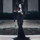 Disfraz Morticia YOGFIT con mangas de murciélago para Halloween