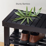 Banco organizador de zapatos de bambú, 3 niveles resistente