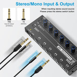 Amplificador de auriculares estéreo 6 canales con potenciador de graves