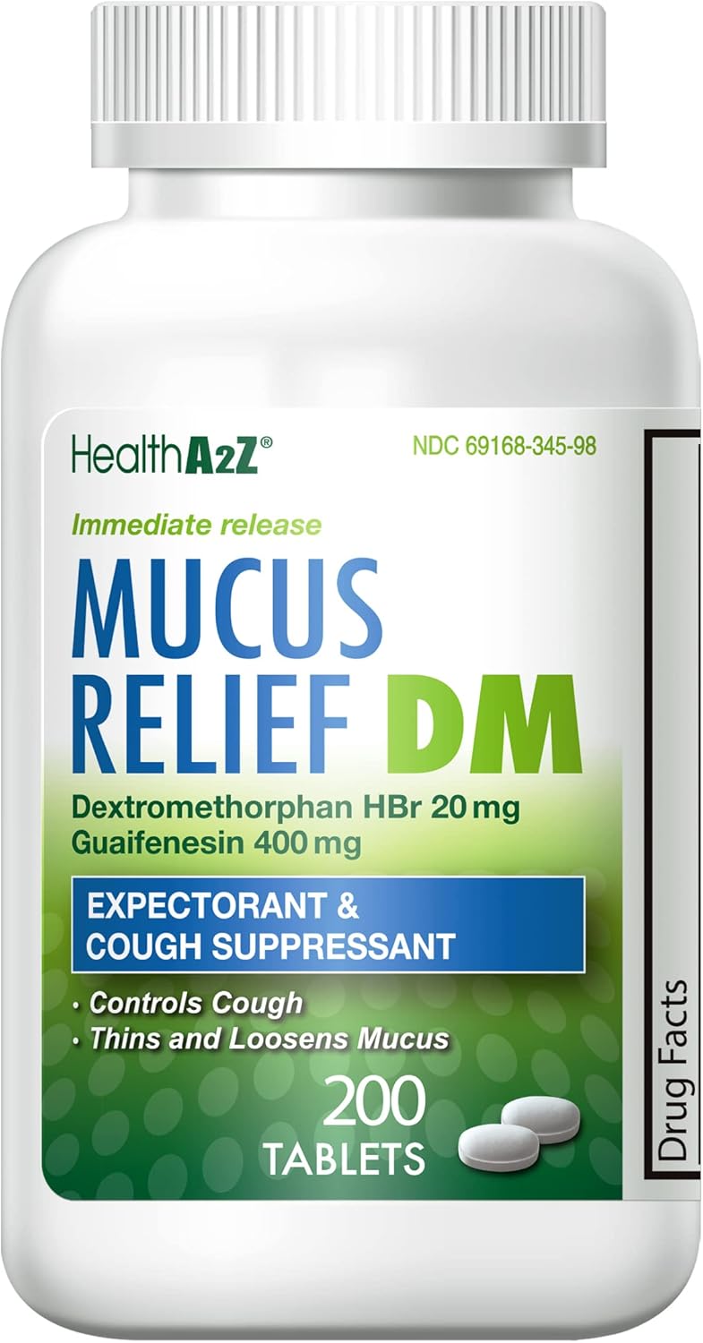 HealthA2Z® Mucus Relief DM Jarabe, 20mg Dextro, 400mg Guaifenesin