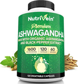 Nutrivein Cápsulas de Ashwagandha 1600mg con Pimienta Negra