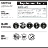 Suplemento L-metilfolato 15mg cofactor metil B12 60 caps