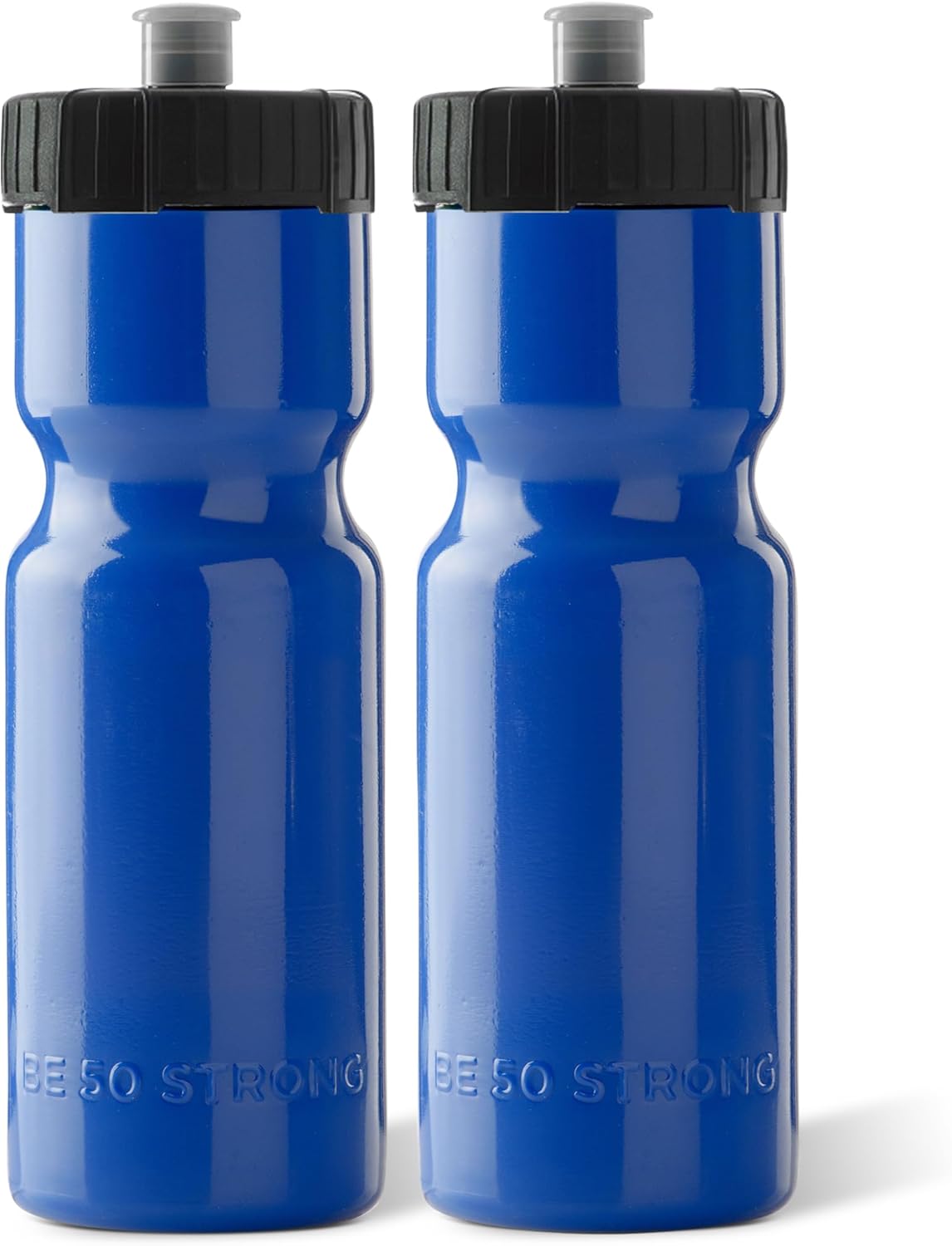 50 Strong - Paquete de 6 botellas de agua para deportes, 22 onzas Botella para bicicleta y deporte sin bisfenol A, con tapa fácil de abrir sin rosca, fabricada en Estados Unidos.