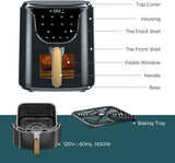Freidora de Aire HAUSHOF 5.8QT, 8 funciones, cocción sin aceite
