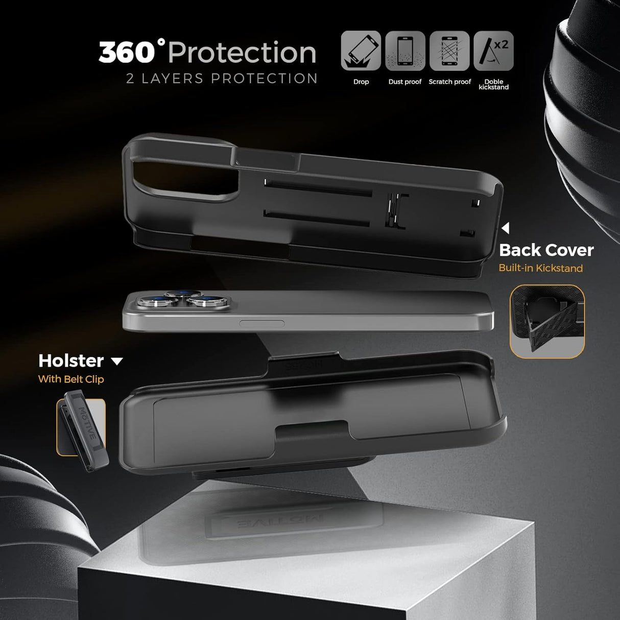 Combo de funda para iPhone 14 Pro dura ligera delgada
