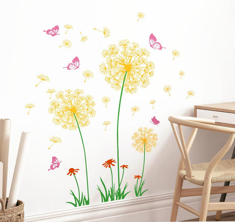 Stickers de Pared Diente de León Supzone, Mariposas Decorativas