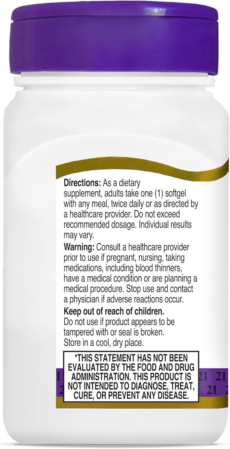Aceite de Linaza 1000 mg 60 Gelatinas Blandas, 21st Century