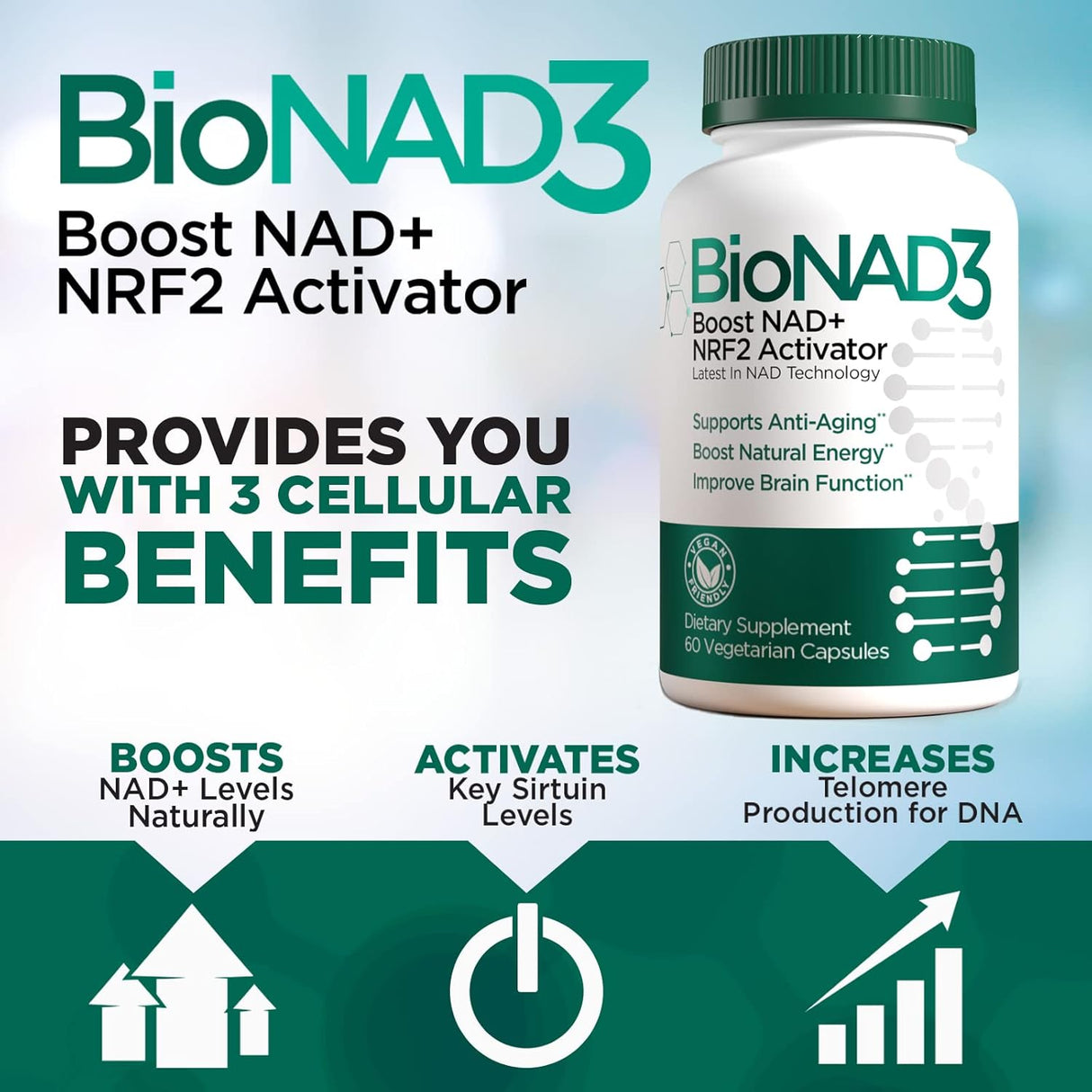Suplemento NAD3 NAD+ y activador NRF2 - Antienvejecimiento