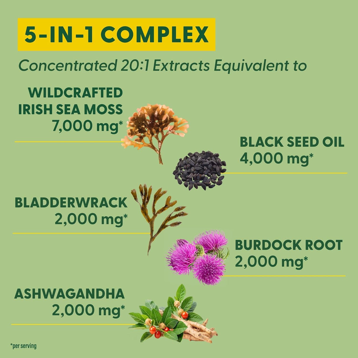 MegaFood Sea Moss Complex - 7000mg, Black Seed, Ashwagandha, 120 cápsulas