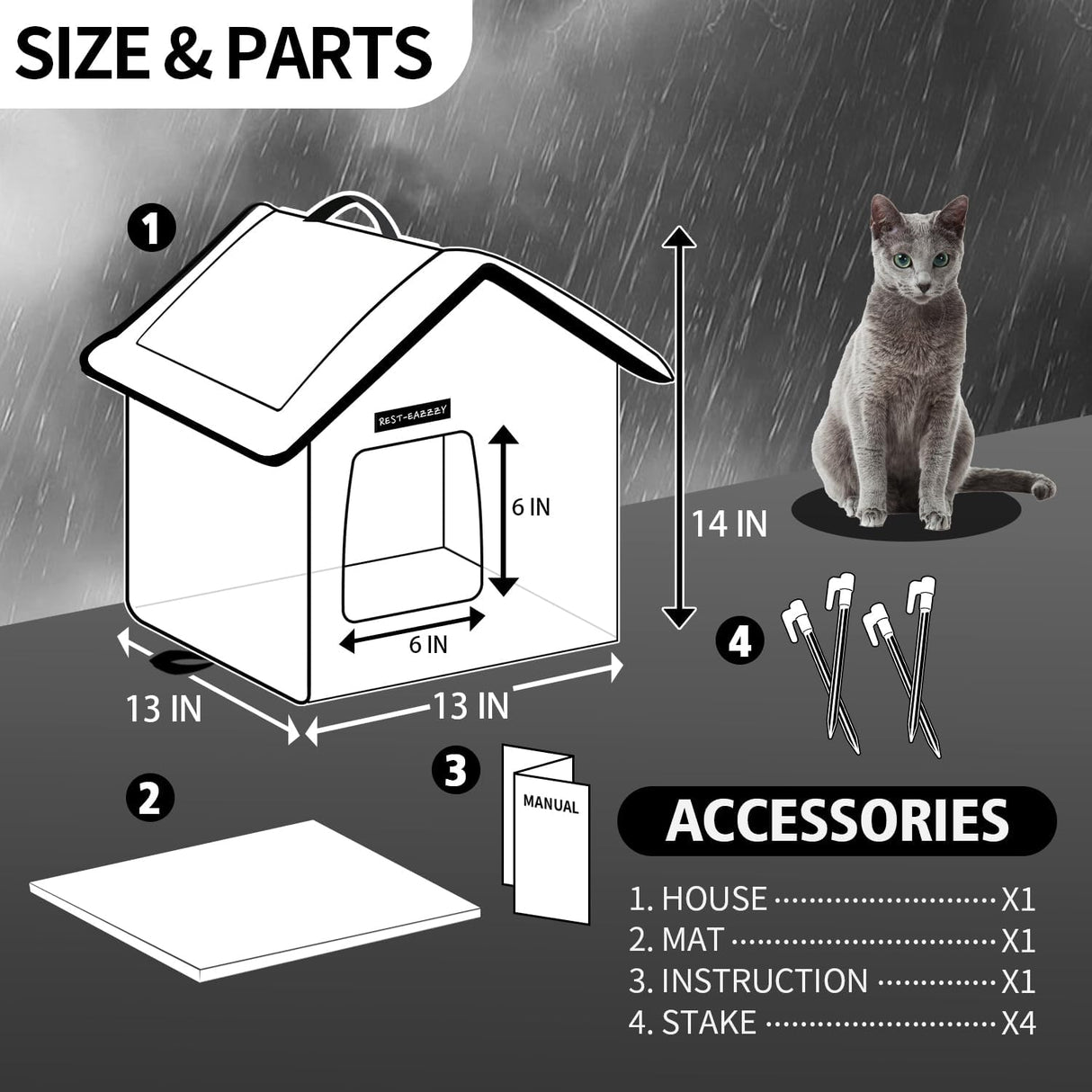 Casa para Gatos Exterior Rest-Eazzzy, Aislada y Resistente, S
