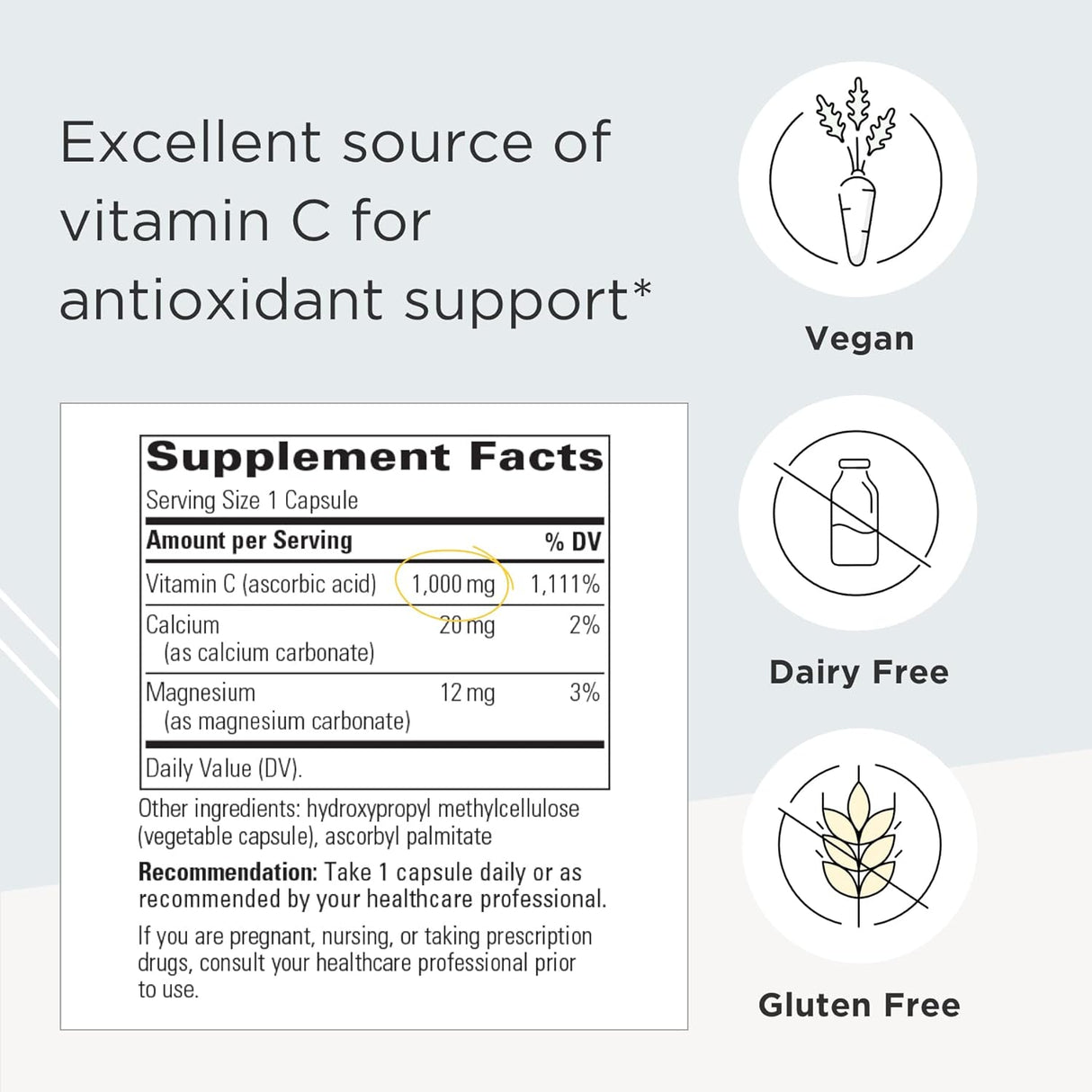 Suplementos Alimenticios de vitamina C 60 unidades