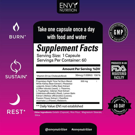 Suplementos Quemador de grasa nocturno Apoyo al metabolismo