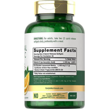 Suplementos  Vitamina C liposomal  2200 mg 90 und sin gluten
