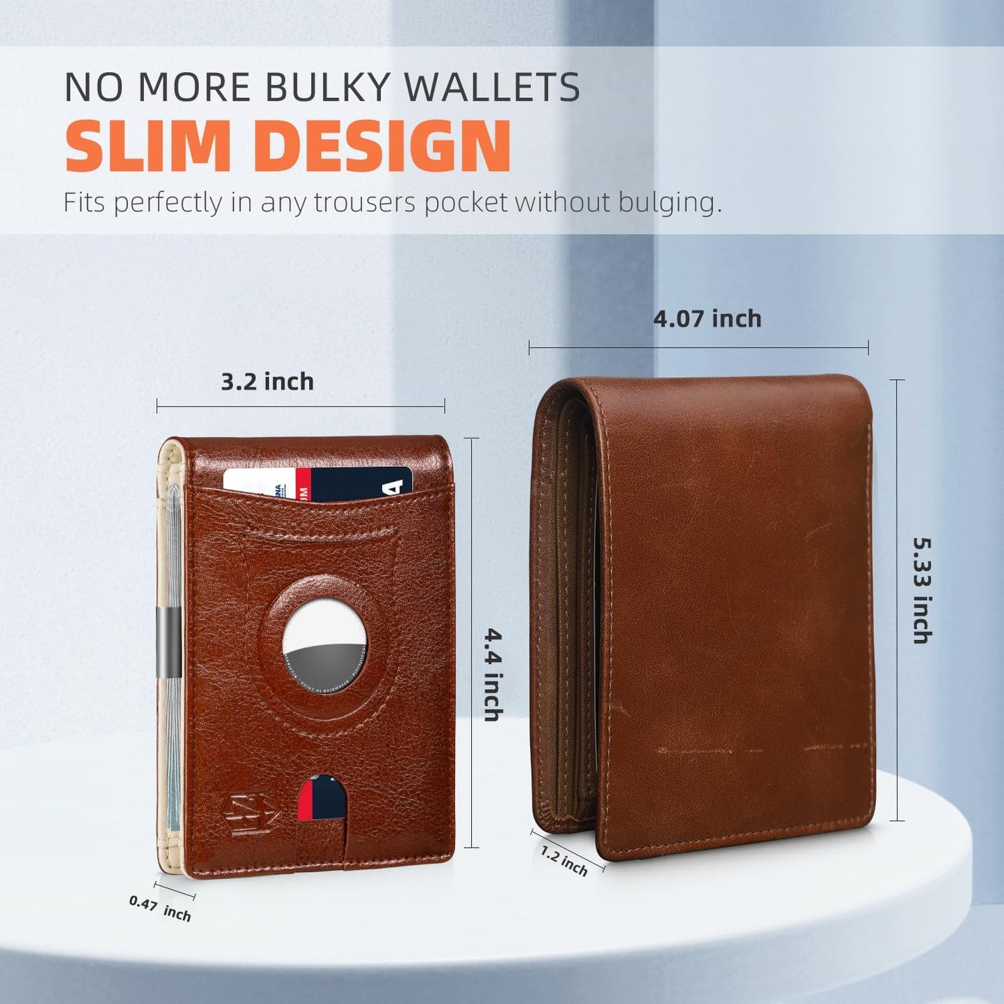 Billetera Hombre Zitahli con Holder Airtag, Slim RFID, Regalo