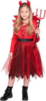 Disfraz de Diablo para Niña, Spooktacular Creations, Cuernos, Modelo 2023