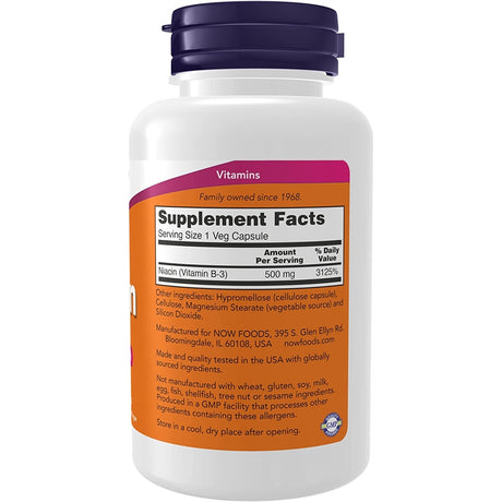 Suplemento Niacina (Vitamina B-3) 500 mg  100 Cápsulas
