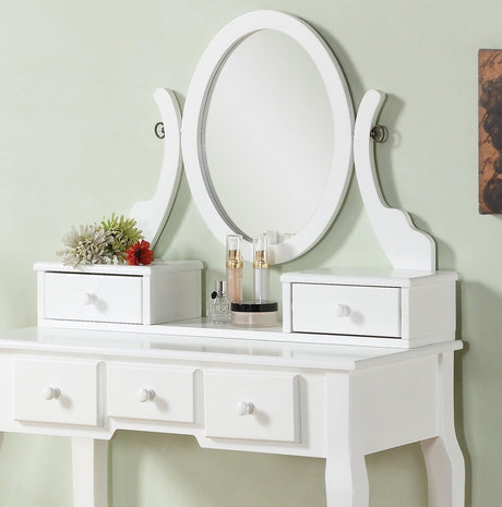 Vanidad Ashley de Roundhill Furniture con taburete y espejo