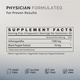 Suplemento de Ashwagandha, 1300 MG, 60 Cápsulas, Soporte estrés