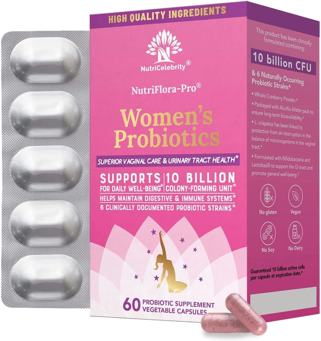 Suplementos Pro Probióticos  Apoya la salud vaginal 6 cepas