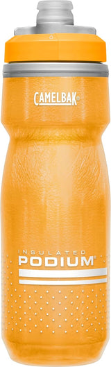 CamelBak Podium Chill Botella de agua aislada para bicicleta, botella fácil de apretar, se adapta a la mayoría de jaulas de bicicleta, 21 onzas, naranja