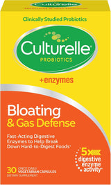 Culturelle Bloating & Gas Defensa, Enzimas y Probióticos, 30 Cápsulas