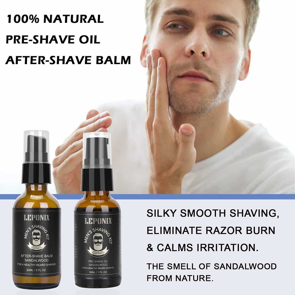 Kit de afeitado para hombres crema de afeitar de sándalo