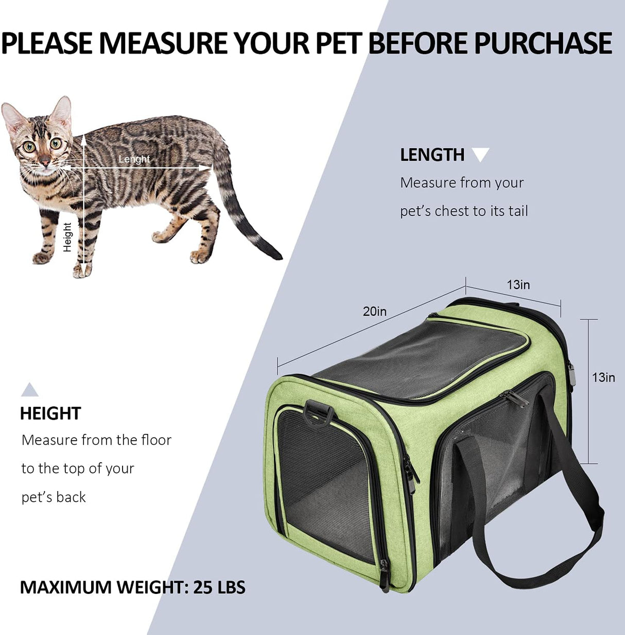 Transportín Grande Henkelion para Gatos y Perros hasta 25 lbs
