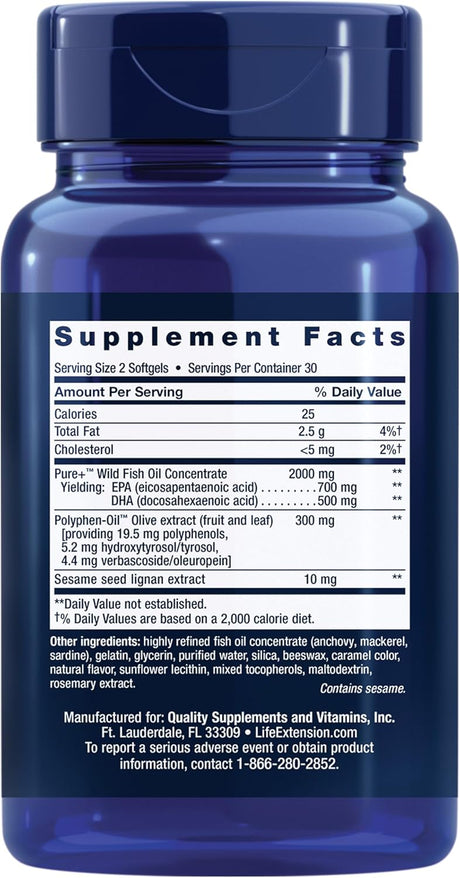 Suplemento de Omega-3, Life Extension, 60 gelatinas suaves
