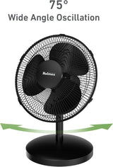 HOLMES Ventilador de Mesa 12, 3 Velocidades, Oscilación 75°