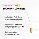 Sandhu Vitamina D3 K2 Magnesio 5000 IU 120 Cápsulas