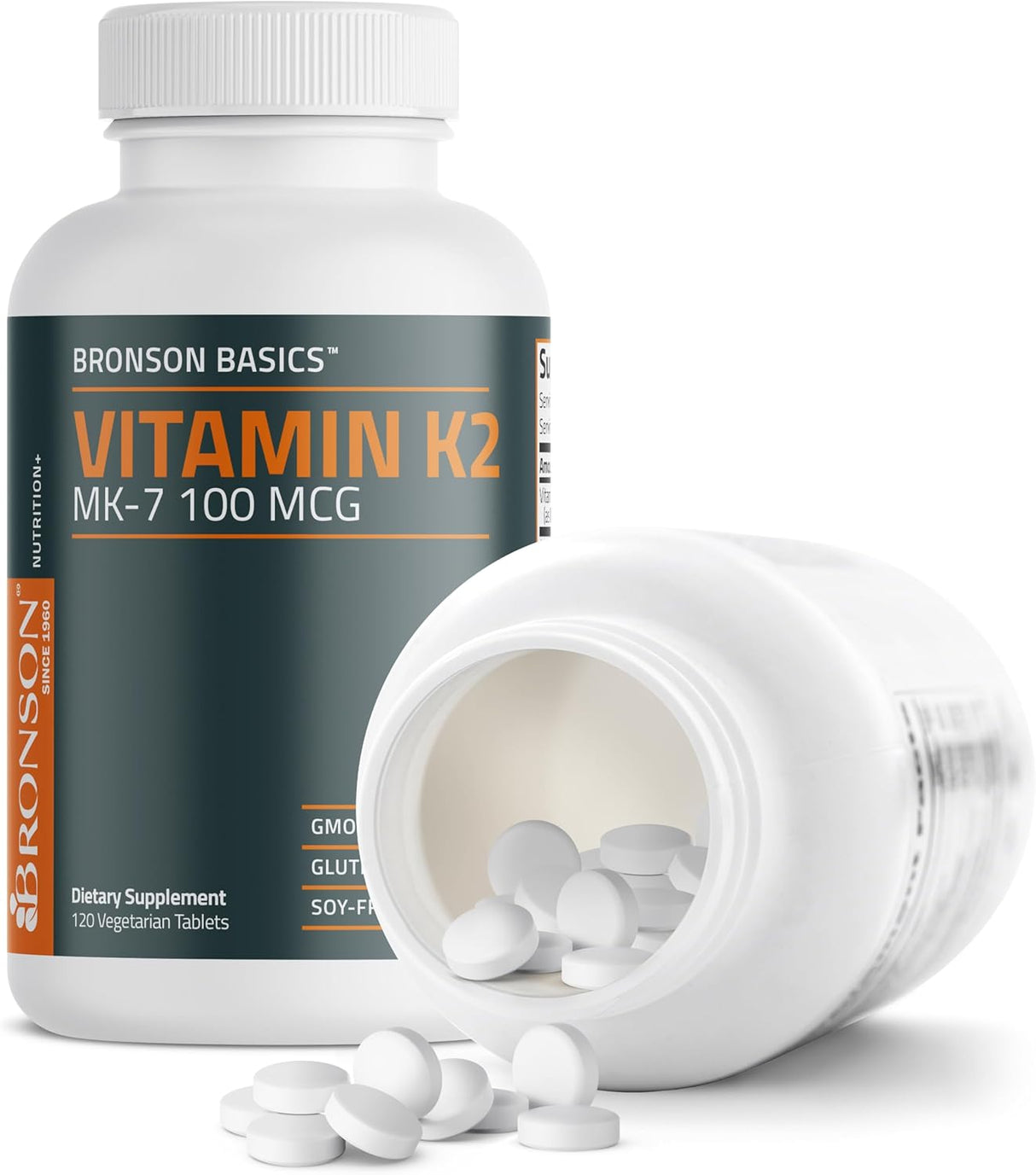 Suplemento de Vitamina K2 MK-7 Bronson, 100 MCG, 120 Tabletas