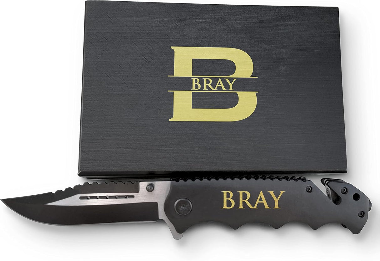Cuchillo Premium personalizado con caja de madera, negro