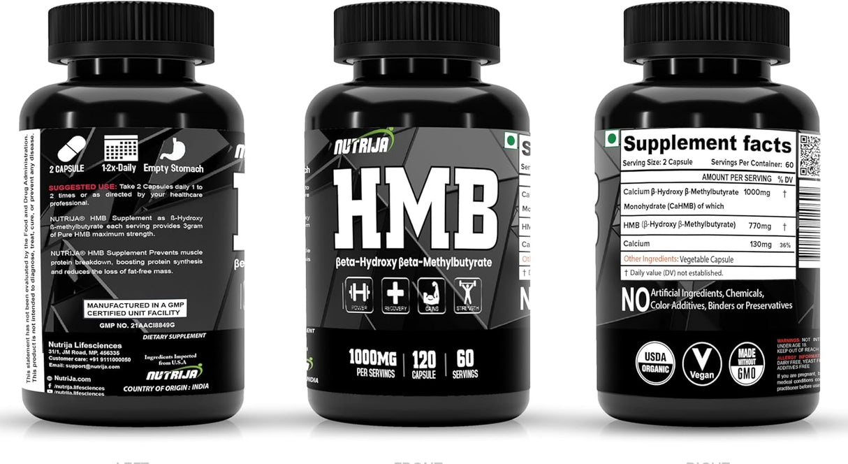 HMB 1000MG Cápsulas - Beta-Hydroxy Beta-Methylbutyrate, 120 cápsulas