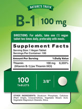 Suplemento de Vitamina B1 100mg Nature's Truth | Vegano, No GMO