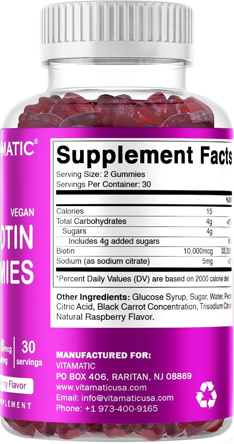 Vitamatic Gominolas de Biotina 10,000 mcg para cabello piel uñas