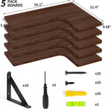 Estanterías Flotantes de Esquina Set de 5, Fixwal, Madera Rústica