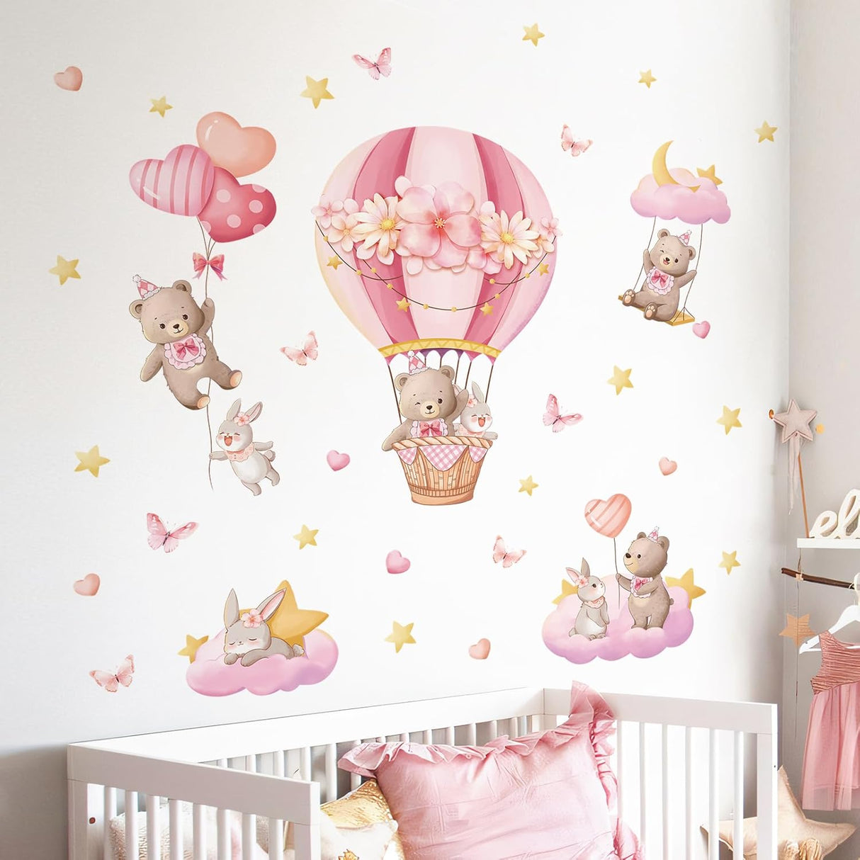 Pegatinas de Pared Tanlaby, Osito y Conejo, Decoración Infantil
