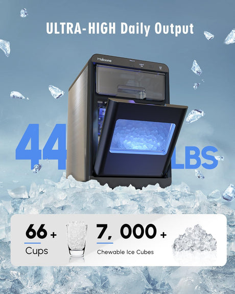 Máquina de Hielo Nugget Maksone, 44lbs/día, Autolimpiante