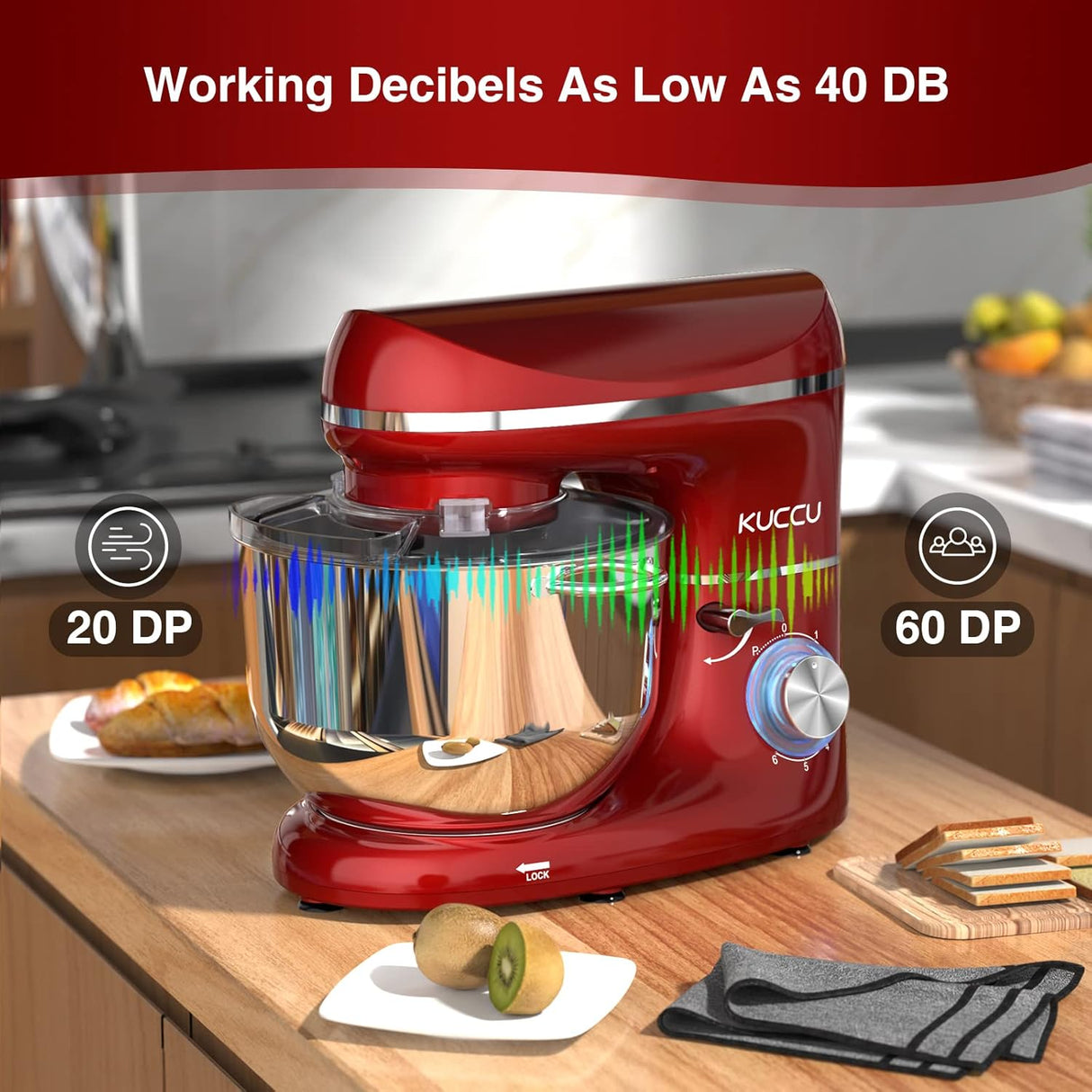 Batidora de Pie 6.5 Qt 660W 6 Velocidades, Stand Mixer 660W