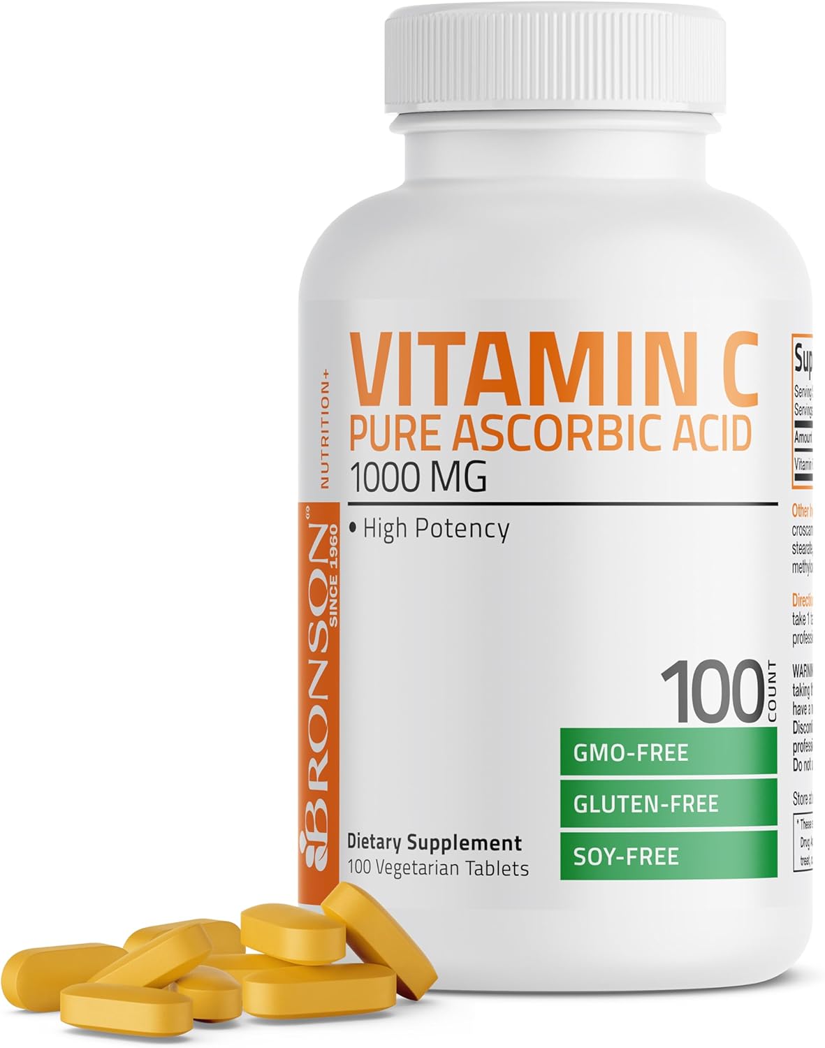 Bronson Vitamina C 1000mg Premium No GMO Tabletas 100 unidades