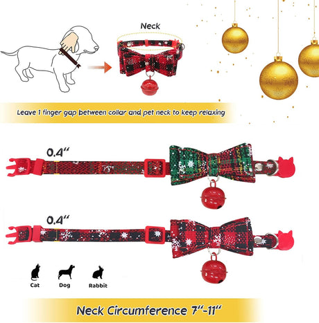 Disfraces Juego de 2 collares de gato de Navidad talla única