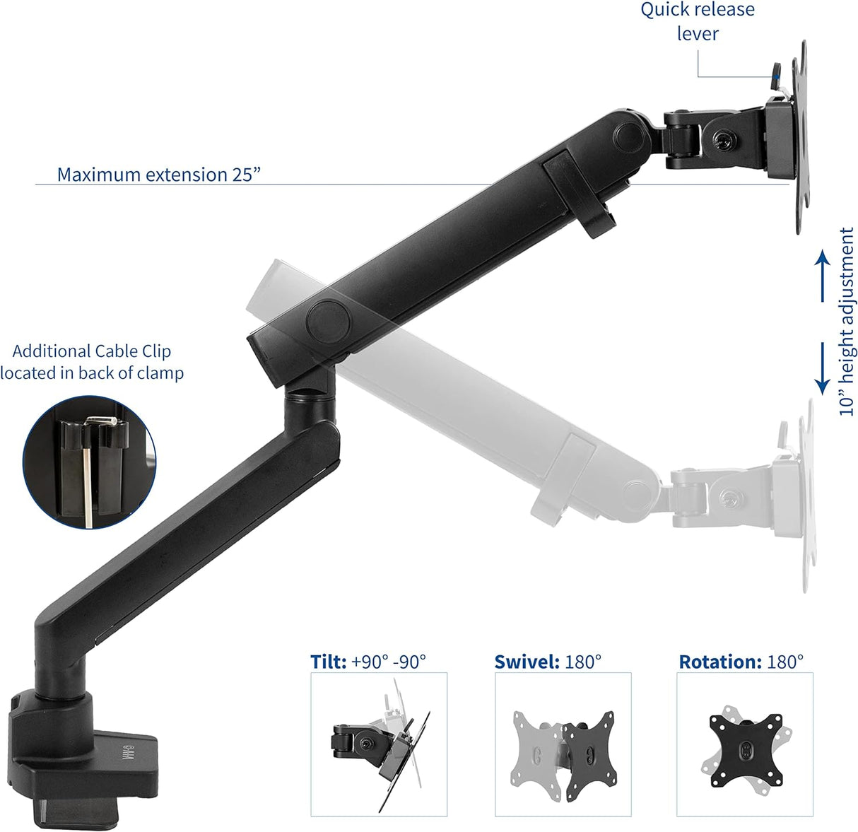 Soporte de Monitor VIVO, Brazo Articulado, hasta 32, STAND-V101BB