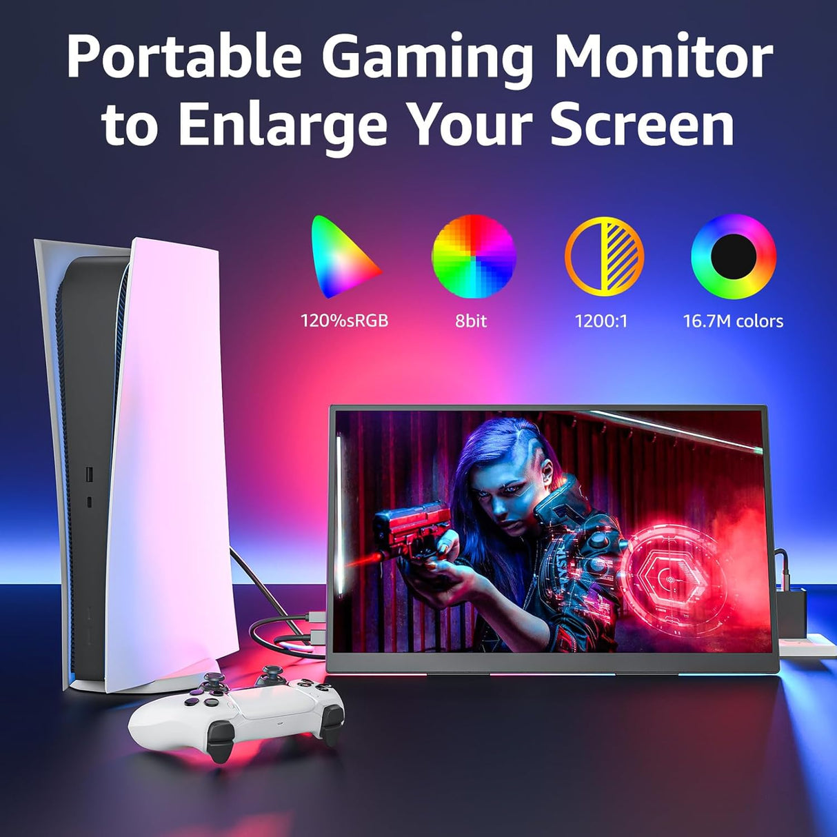 Monitor portátil 18.5 1080P 100Hz USB-C HDMI VESA para juegos