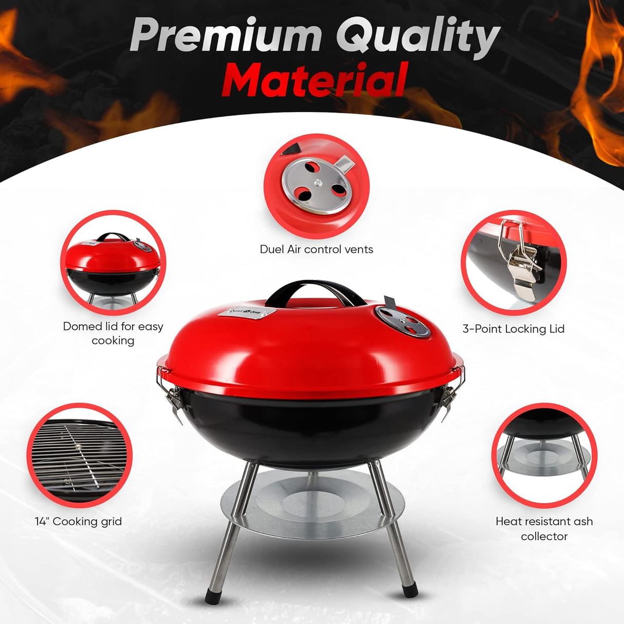 Parrilla Portátil Gas One 14 con tapa y sistema de ventilación
