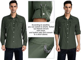 Anteef Camisas de safari para hombre manga larga