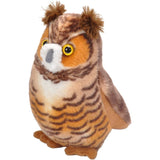 Peluche de gran búho con cuernos con un sonido de pájaro