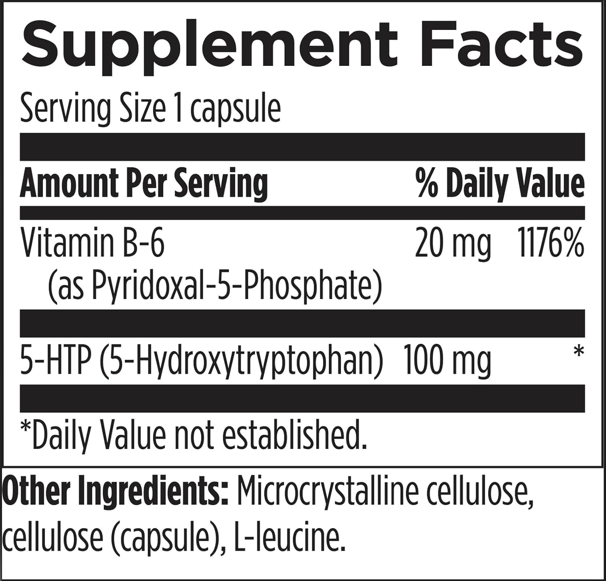 Suplemento 5-HTP 100mg + B6, Designs for Health, 60 cápsulas